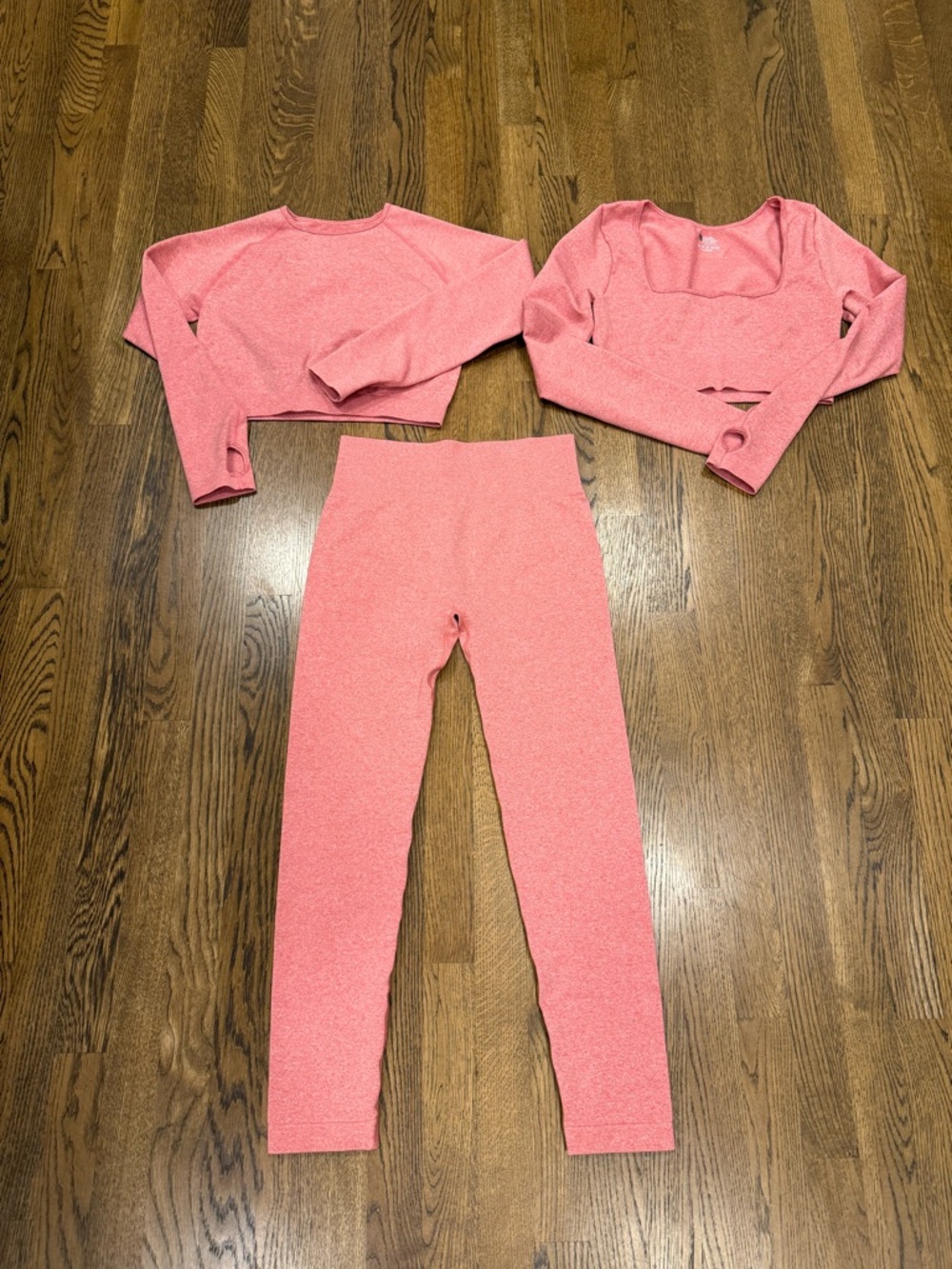 Amazon Coral Pink Seamless Three Piece Active Set